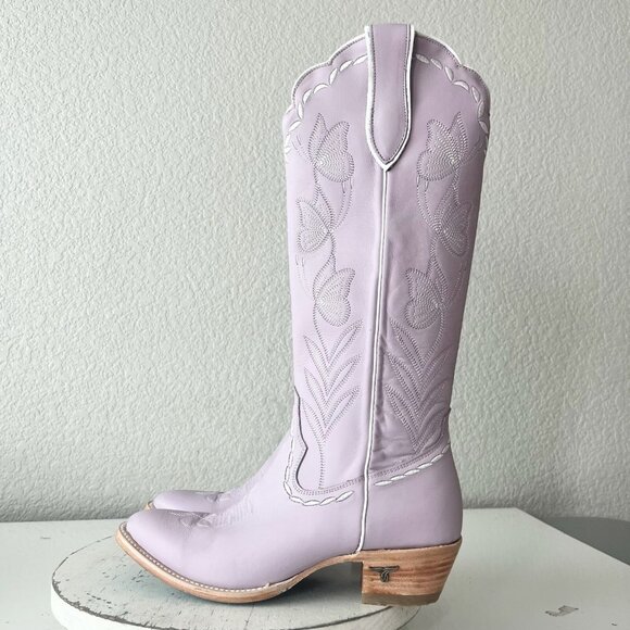 Lane SWEET MEMORIES Knee High Womens Cowboy Boots Purple White Western Tall 9.5 - Picture 4 of 11